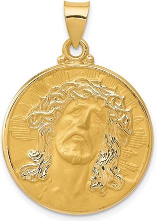Diamond2Deal 14k Yellow Gold Head of Christ Medal Hollow Round Pendant