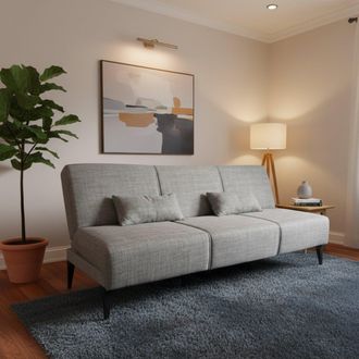 Dmora Sof&aacute; Cama Dfavill, Sof&aacute; Cama De Tela, Sof&aacute; Cama Con Mecanismo De Apertura Clic, Sof&aacute; Cama Con Cojines, 190x70h80 Cm, Gris - Dmora