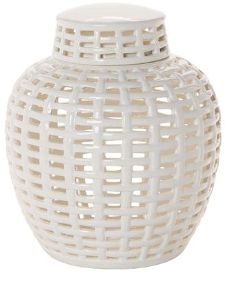 Tozai Home Home 8In Classic Covered Canton Jar With Hand Cut Openings