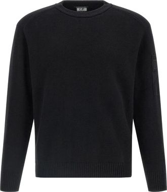 C.P. Company Logopatch Sweater - Heren - Ronde hals truien - Zwart - 2XL - Wol - Truien & Vesten