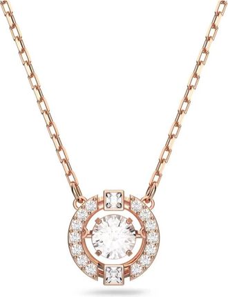 Swarovski Ketting Ronde Slijpvorm Wit Ros&eacute;goud - Dames - Kettingen - Roze - ONE Size - Accessoires