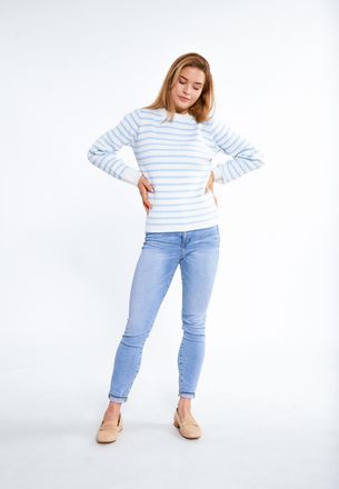 Dreimaster Dreimaster Gebreide trui Dames wol wit lichtblauw