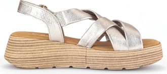 Gabor Dames Sandal - Zilver - Dames - Sandalen - Grijs - 41 EU - Leer - Schoenen