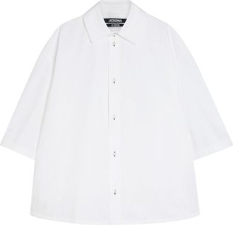 Jacquemus La Chemise Triangle Logo-embroidered Cotton-poplin Shirt - White - 52 (IT52 / XL)