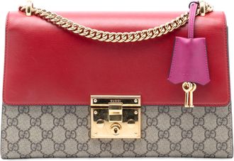 Gucci Tweedehands Medium GG Supreme Padlock Schoudertas