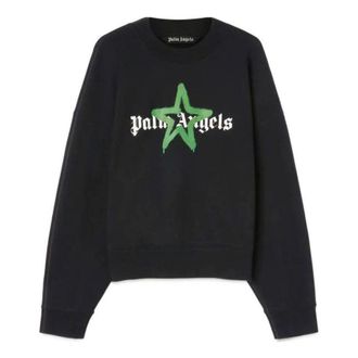 Palm Angels FW22 Star Sprayed Logo Sweatshirt Black Green PMBA026C99FLE0081055