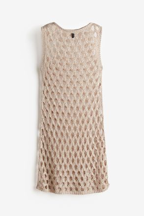 H&M Strickkleid im H&auml;kellook - Hellbeige
