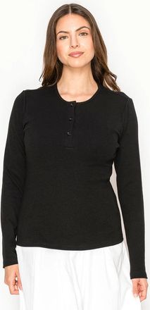 YAL New York Soft Stretch Cotton Button Detail Tee