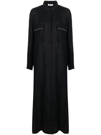 Fabiana Filippi long-sleeved maxi linen shirtdress - Black