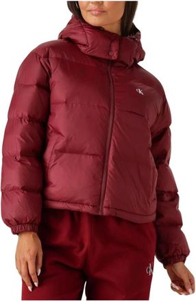 Calvin Klein Jassen, Dames, Rood, XL, Essential Midweight Puffer Jacket