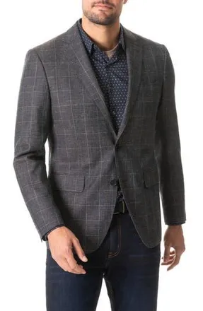 Rodd & Gunn Portland Spray Classic Fit Windowpane Wool Blend Sport Coat in Sepia at Nordstrom Rack, Size Xx-Large