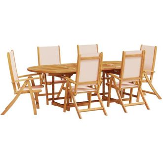 vidaXL vidaXL 7 Piece Garden Dining Set Solid Wood Acacia and Textilene