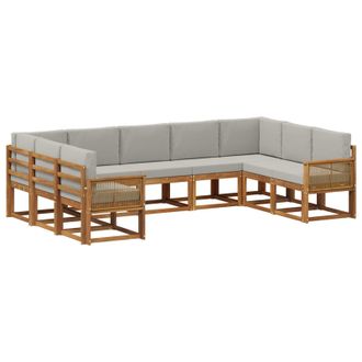 vidaXL Conjunto De Sof&aacute;s De Exterior 9 Pcs Natural Y Gris Claro Vidaxl
