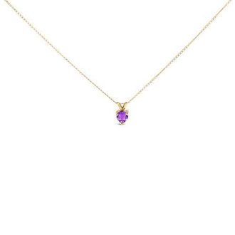 House of Brilliance 14K Gold 5X5 MM Heart Shaped Gemstone Solitaire Pendant Necklace in Purple Amethyst | Yellow at Nordstrom