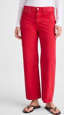 Madewell Low Slung Baggy Crop Jeans in Varsity Red at Nordstrom, Size 32