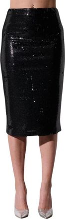 Kaos Zwarte Midi Rok met Lichteffect - Dames - Midirokken - Zwart - S - Polyester - Rokken
