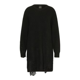 Pinko Short Knit Dress with Lace - female - PINKO - Knitted Dresses - Black - M - Dresses