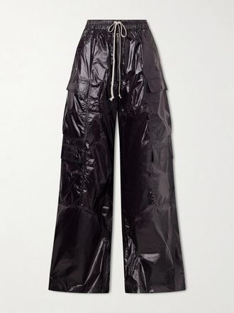 Rick Owens Pantaloni Cargo A Gamba Larga In Shell Jumbo Belas - Nero