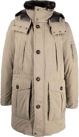 Moorer Teds padded duffle coat - men - Cotton/Polyester/Polyamide/Feather Down/Polyamide - 52 - Neutrals
