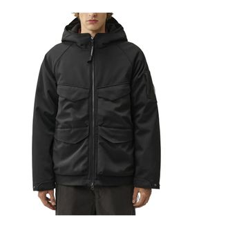 C.P. Company Shell-R Padded Hooded Lens Jacket - Heren - Zomerjassen - Zwart - L - Leer - Jassen