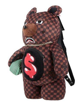 Sprayground SHARKS IN PARIS WTF BUBBLE BROWN CHECK MONEYBEAR BACKPACK