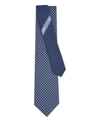 Ferragamo Gancini Pegasus-print tie - men - Silk - One Size - Blue