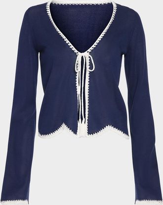 Ramy Brook Tara Crochet-Trim Cardigan