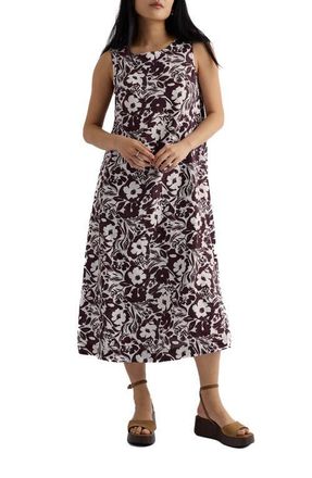 Seasalt Cornwall Cresting Waves Sleeveless Linen A-Line Dress in Summer Shadows Cacao at Nordstrom, Size 10 Us