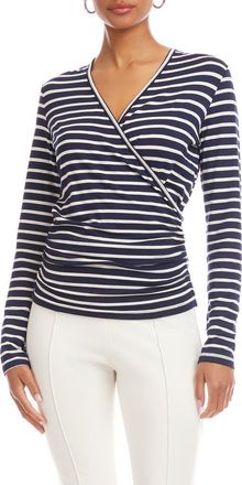 Karen Kane Stripe Crossover Ruched Top at Nordstrom, Size X-Large P