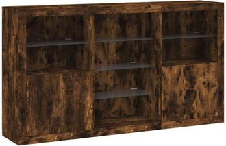 vidaXL Sideboard with led Lights Smoked Oak 181.5x37x100 cm Vidaxl