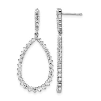 Diamond2Deal 14k White Gold 1 1/2 ct Lab Grown Diamond Fancy Dangle Hoop Earrings VS Clarity, D-E Color