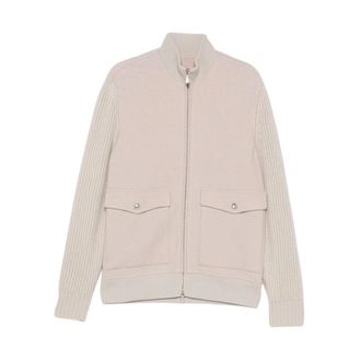 Eleventy Wool Bomber Jacket - Heren - Truien - Beige - Maat: L Wol