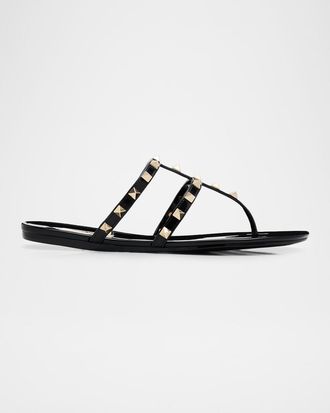 Valentino Garavani Rockstud Caged Jelly Flat Slide Sandals