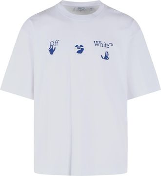 Off-white White Cotton T-Shirt with Artistic Bacco Arrow Print