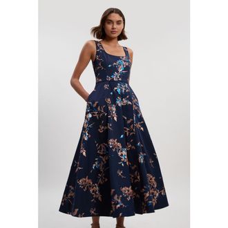 Karen Millen Satin Sequin Prom Dress in Navy at Nordstrom, Size 10