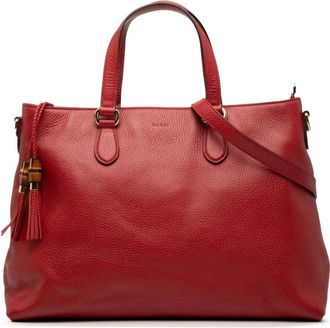 Gucci Pre-owned Handbags, female, Red, Size: ONE SIZE Pre-owned Leather Tote Bag