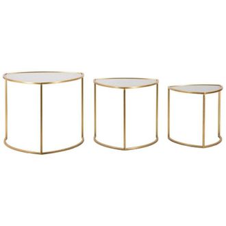 Dmora Tavolino da salotto Adrian, Tavolo basso da caff&egrave;, Portariviste per divano, Ripiano da soggiorno, 60x60 h50 cm, Oro - Dmora