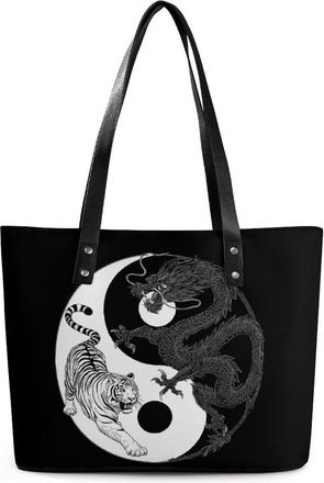 Generic Yingyang Dragons Tiger Tote Bags for Women Cute Shoulder Purses Handbags