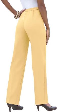 Roaman's Plus Size Classic Bend Over Structured Straight Leg Pull-On Pant in Banana at Nordstrom, Size 32Short