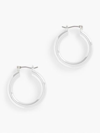 Talbots Classic Hoop Earrings - Shiny Silver - 001 Talbots