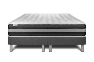 VITALIT Vitalit - Base Tapizada Gris + Colch&oacute;n Con Muelles Y Viscoel&aacute;stica 2x100x200
