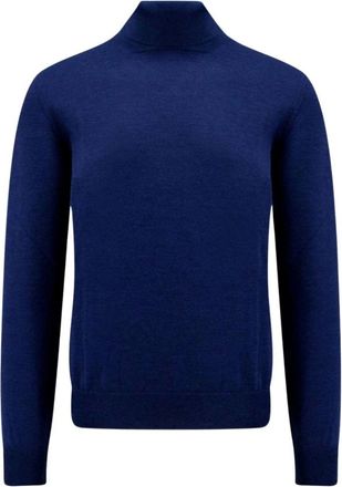 Gran Sasso Maglione Dolcevita a Coste - - Knitwear - Uomo - Blu - 2XL