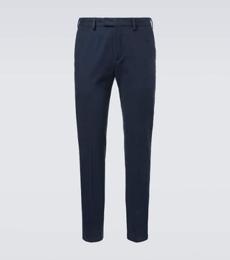 Thom Sweeney Pantaloni slim in twill di cotone