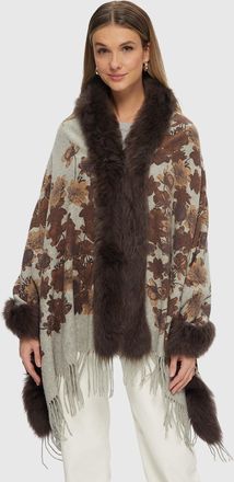 Gorski DOUBLE FACE CASHMERE STOLE WITH TOSCANA LAMB TAPE TOP AND BOTTOM