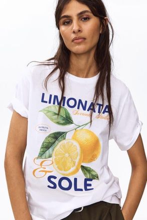 H&M Printed t-shirt in White/lemons at Nordstrom, Size X-Large