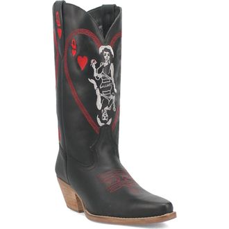 Dingo Queen a Hearts Western Boot in Black at Nordstrom, Size 11