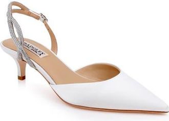 Badgley Mischka Yulianna dOrsay Pump in White Satin at Nordstrom, Size 7.5