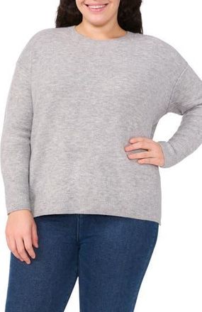 CeCe by Cynthia Steffe Elbow Heart Detail Crewneck Sweater in Light Heather Grey at Nordstrom Rack, Size 2X
