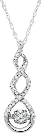 MAX + STONE 925 Sterling Silver Natural Diamond Side by Side Dancing Pendant Necklace