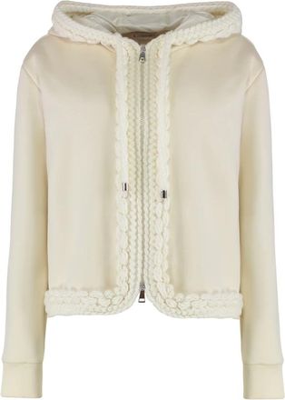 Moncler Hoodies & sweatvesten, Dames, Beige, M, Katoen, Hoodie met volledige rits